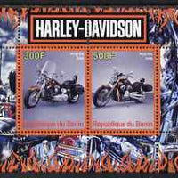 Benin 2008 Harley Davidson Motorcycles perf sheetlet containing 2 values unmounted mint