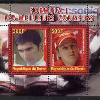 Benin 2008 Formula 1 - Great Drivers perf sheetlet #3 containing 2 values (D Hill & K Raikkonen) unmounted mint