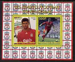 Benin 2008 Football Stars perf sheetlet #1 containing 2 values (Steven Gerrad) unmounted mint