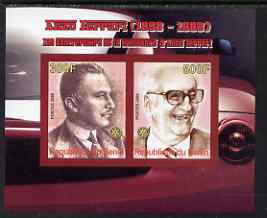Benin 2008 Enzo Ferrari - 120th Birth Anniversary imperf sheetlet #1 containing 2 values with Rotary unmounted mint