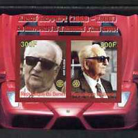 Benin 2008 Enzo Ferrari - 120th Birth Anniversary imperf sheetlet #2 containing 2 values with Rotary unmounted mint