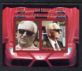 Benin 2008 Enzo Ferrari - 120th Birth Anniversary imperf sheetlet #2 containing 2 values with Rotary unmounted mint