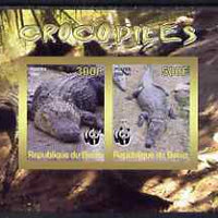 Benin 2008 WWF - Crocodiles imperf sheetlet containing 2 values unmounted mint