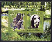 Benin 2008 WWF - Owls & Bears imperf sheetlet containing 2 values unmounted mint