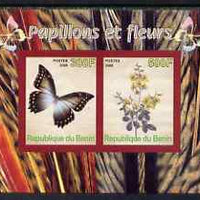 Benin 2008 Butterflies & Flowers imperf sheetlet containing 2 values unmounted mint
