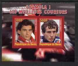 Benin 2008 Formula 1 - Great Drivers imperf sheetlet #2 containing 2 values (A Senna & A Prost) unmounted mint