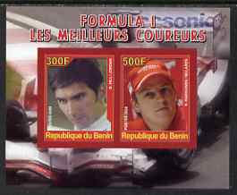 Benin 2008 Formula 1 - Great Drivers imperf sheetlet #3 containing 2 values (D Hill & K Raikkonen) unmounted mint