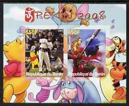 Benin 2007 Beijing Olympic Games #16 - Baseball (4) imperf s/sheet containing 2 values (Bonds & Linares with Disney characters in background) unmounted mint