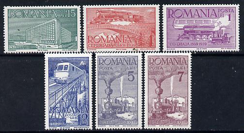 Rumania 1939,70th Anniversary of Rumanian Railways set of 6 unmounted mint, SG 1422-27, Mi 609-14