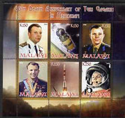 Malawi 2008 40th Death Anniversary of Yuri Gagarin perf sheetlet containing 6 values unmounted mint
