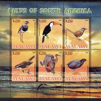 Malawi 2008 Birds of South America perf sheetlet containing 6 values unmounted mint