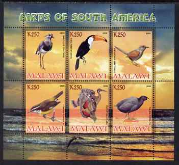 Malawi 2008 Birds of South America perf sheetlet containing 6 values unmounted mint