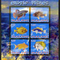 Malawi 2008 Exotic Fish imperf sheetlet containing 6 values unmounted mint