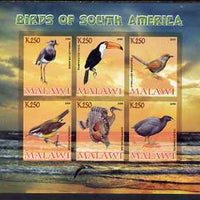 Malawi 2008 Birds of South America imperf sheetlet containing 6 values unmounted mint
