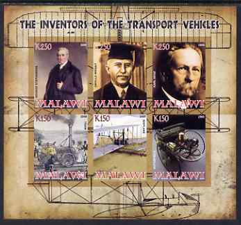 Malawi 2008 Transport Inventors #1 imperf sheetlet containing 6 values unmounted mint