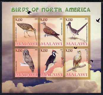 Malawi 2008 Birds of North America imperf sheetlet containing 6 values unmounted mint