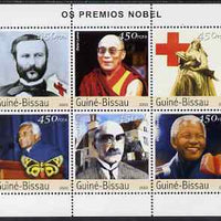 Guinea - Bissau 2003 Nobel Prize Winners perf sheetlet containing 6 values (Dunant, Dalai Lama, Tutu, Kipling & Mandela) unmounted mint Mi 2174-79