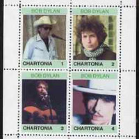 Chartonia (Fantasy) Bob Dylan perf sheetlet containing 4 values unmounted mint