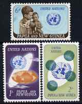 Papua New Guinea 1965 20th Anniversary of UNO perf set of 3 unmounted mint, SG 79-81
