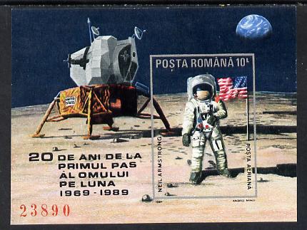 Rumania 1989 First Step on the Moon imperf m/sheet (only 24,900 issued) unmounted mint Mi BL 257
