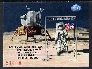 Rumania 1989 First Step on the Moon imperf m/sheet (only 24,900 issued) unmounted mint Mi BL 257