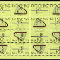 Abkhazia 1999 Musical Instruments #1 perf sheetlet of 16 containing 8 sets of 2 arranged in Tete-beche format each overprinted Ludwig van Beethoven 1770-1827, unmounted mint