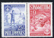 Philippines 1959 Tenth World Scout Jamboree 6c & 25c in tete-beche pair unmounted mint SG823a