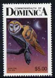 Dominica 1987 Birds $5 Barn Owl unmounted mint SG 1050