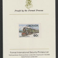 Grenada 1982 Famous Trains 60c Trans-Siberian Express imperf proof mounted on Format International proof card as SG 1213