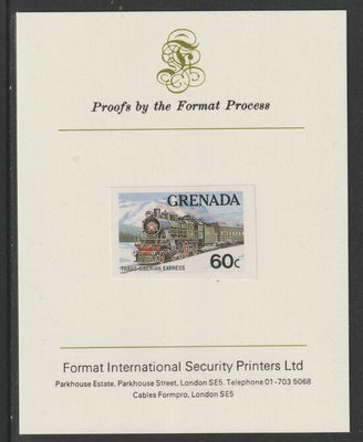 Grenada 1982 Famous Trains 60c Trans-Siberian Express imperf proof mounted on Format International proof card as SG 1213