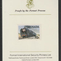 Grenada 1982 Famous Trains 70c Fleche d'Or imperf proof mounted on Format International proof card as SG 1214