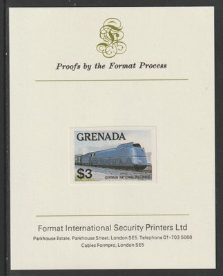 Grenada 1982 Famous Trains $3 German National Railways Clas 05 Loco imperf proof mounted on Format International proof card as SG 1217