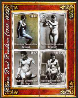 Congo 2004 Nude Paintings by Pierre Paul Prodhon perf sheetlet containing 4 values, unmounted mint