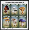 Guyana 1997 Fungi of the World perf sheetlet #1 containing 6 values signed by Thomas C Wood the designer, SG 4990-95