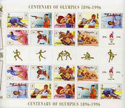 Mongolia 1996 Atlanta Olympics (Centenary) perf sheetlet containing 2 sets of 9 (plus label) unmounted mint, as SG 2548-56