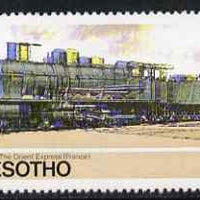 Lesotho 1984 Railways of the World 6s The Orient Express with superb shift of red and blue unmounted mint (as SG 605)