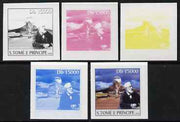 St Thomas & Prince Islands 2004 Jules Verne 15,000 Db (with Concorde) the set of 5 imperf progressive proofs comprising the 4 individual colours plus all 4-colour composite, unmounted mint