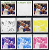 St Vincent 1988 Cricketers $3.00 Ian Botham the set of 9 imperf progressive proofs comprising the 5 individual colours plus 2, 3, 4 and all 5-colour composites unmounted mint, as SG 1150