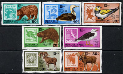 Mongolia 1978 'Capex 78' Stamp Exhibition (Stamp on stamps showing Animals & Birds) set of 7 unmounted mint, SG 1138-44