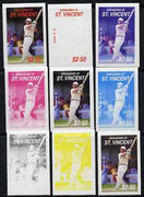 St Vincent - Grenadines 1988 Cricketers $2.50 G A Hick the set of 9 imperf progressive proofs comprising the 5 individual colours plus 2, 3, 4 and all 5-colour composites unmounted mint, as SG 579