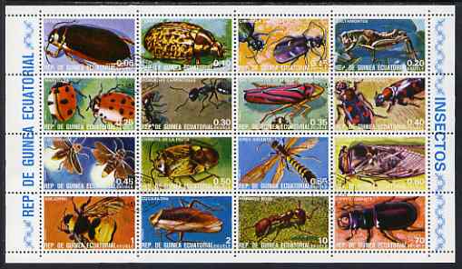 Equatorial Guinea 1978 Insects perf sheetlet containing 16 values fine cto used, Mi 1370-85