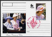 Galicia Republic 1999 Princess Diana #01 postal stationery card fine used (Princess Di in pink with Queen Mum in blue)