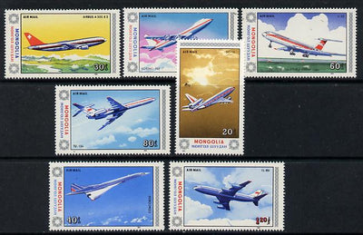 Mongolia 1984 Civil Aviation set of 7 (Concorde, etc) unmounted mint, SG 1597-1603