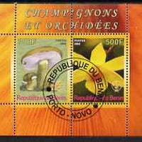 Benin 2008 Fungi & Orchids #2 perf sheetlet containing 2 values each with Scout Logo, fine cto used