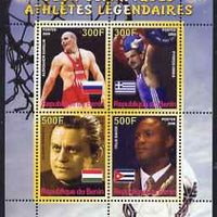 Benin 2008 Famous Olympic Athletes #1 perf sheetlet containing 4 values, unmounted mint