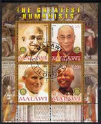 Malawi 2008 Great Humanitarians perf sheetlet containing 4 values each with Rotary Logo, fine cto used