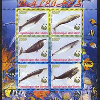 Benin 2008 WWF - Whales perf sheetlet containing 6 values, unmounted mint