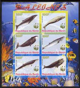 Benin 2008 WWF - Whales imperf sheetlet containing 6 values, unmounted mint