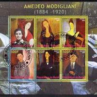 Benin 2008 Amedeo Modigliani perf sheetlet containing 6 values, fine cto used