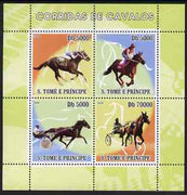 St Thomas & Prince Islands 2008 Horse Racing perf sheetlet containing 4 values unmounted mint